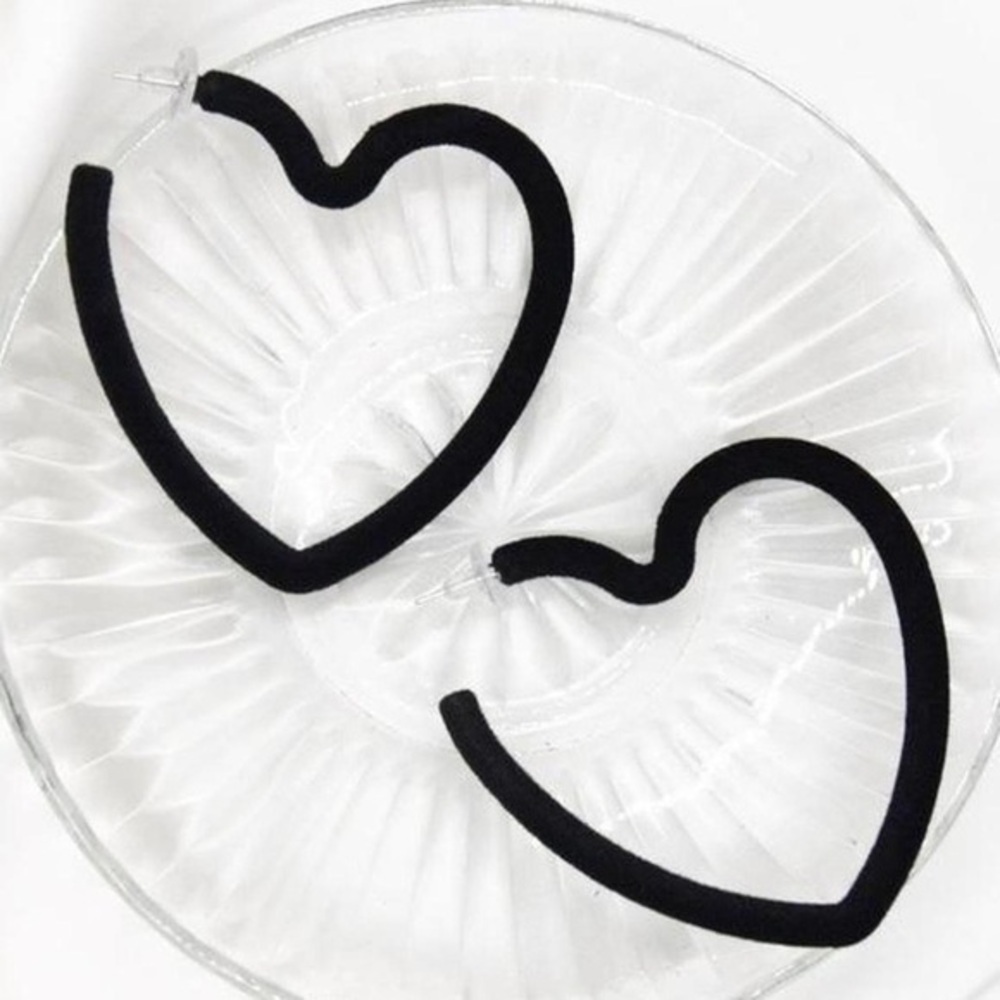 Black Heart Shaped Hoops
